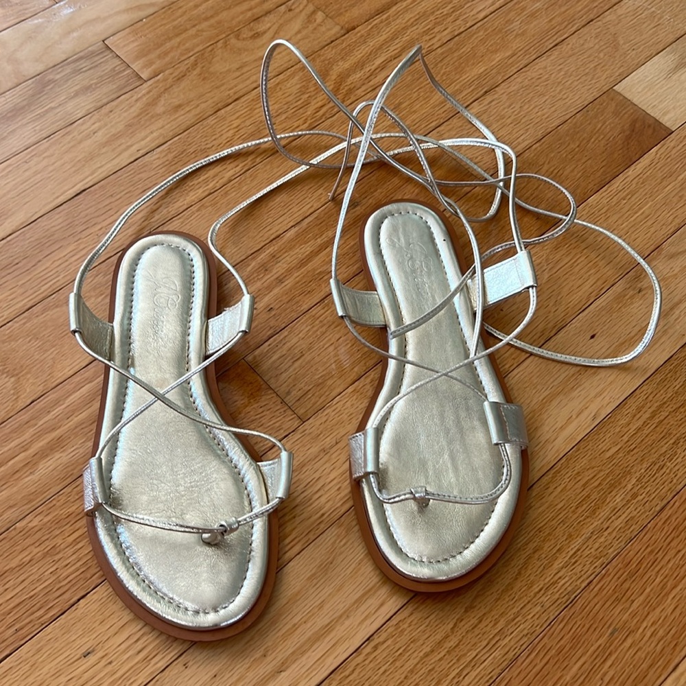 J Crew gold gladiator flat sandal